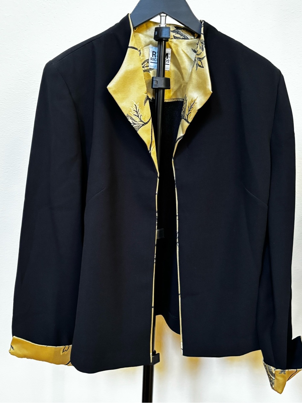 RM Richards Open-Front Jacket with Gold Floral Trim